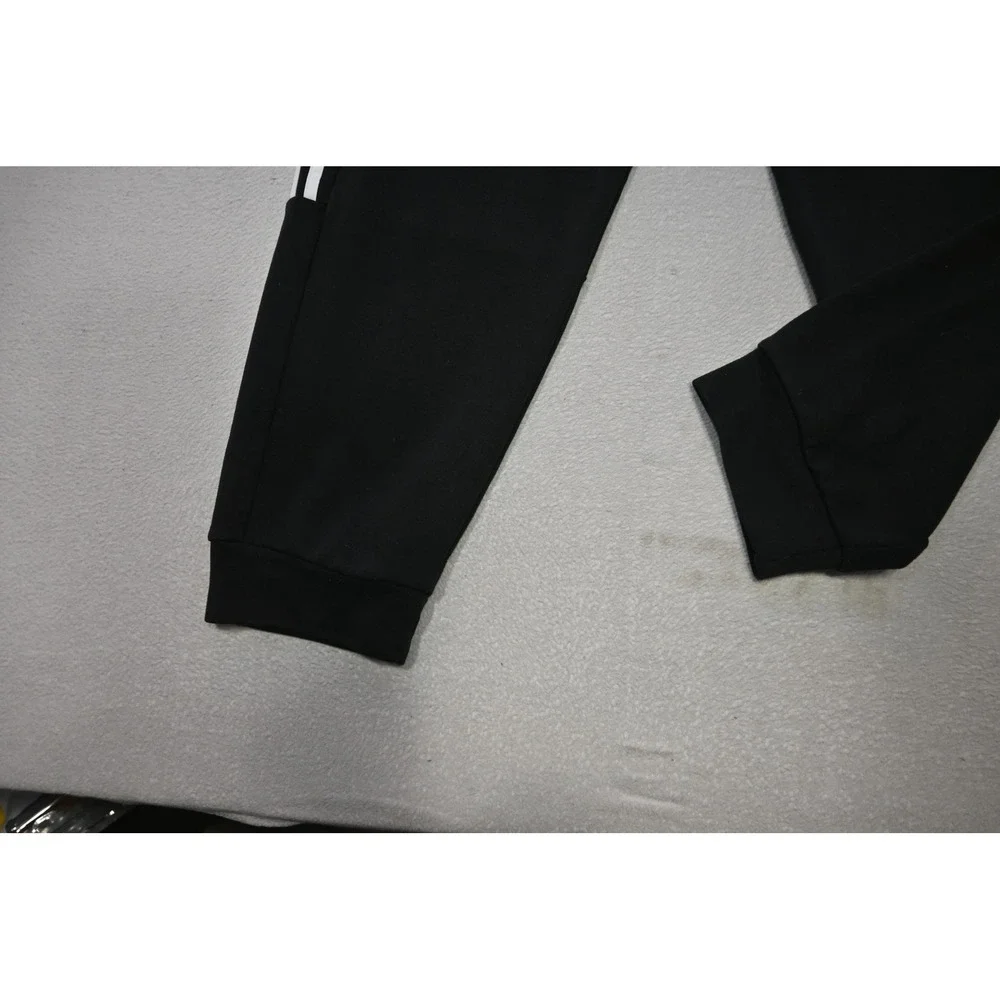 Adidas Joggers Mens Large Black Three Stripe Drawstring Sweatpants Excellent
